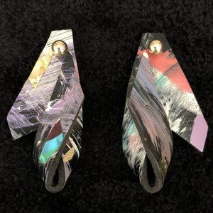 VINTAGE earrings handmade mixed media painted